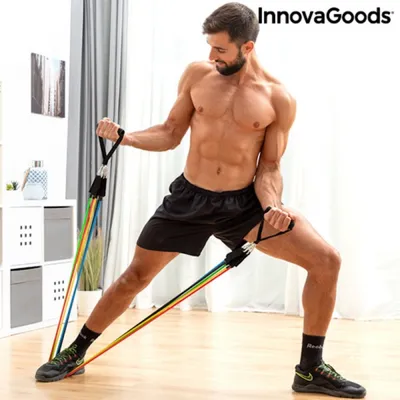 Immagine prodotto di Set di bande elastiche regolabili con accessori e guida agli esercizi Rebainer InnovaGoods (confezione da 5)
