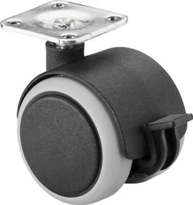 Immagine prodotto di BS ruote doppie F86.050.PL in plastica bloccabili Ø 50 mm fino a 40 kg con piastra 42x42 mm grigio