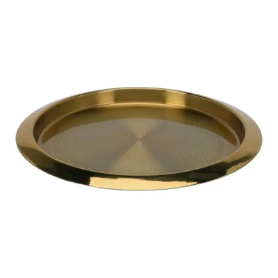 Produktbild von Edelstahl Tablett ø 35 cm Gold Serviertablett Rund Frühstückstablett Dekotablett Kellnertablett
