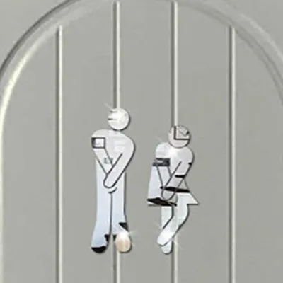 Immagine prodotto di Adesivi per specchi con figure per bagni da donna e da uomo – Adesivi autoadesivi con effetto specchio