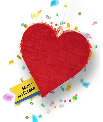 Produktbild von Piñata Herz rot Kinder Geburtstag Schlag-Pinata 36 x 37 cm Liebe Geschenkidee