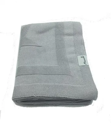 Produktbild von Babydecke Kinderdecke Kinderwagendecke Kuscheldecke Strickdecke Blanket 80 x 100 cm 50% Baumwolle & 50% Bambus Farbe GRAU