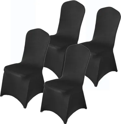 Obrázek produktu pro Potahy na židle – elastické potahy na židle – sada 4 kusů – 85–95 cm – potahy na jídelní židle – jídelní židle – elastické potahy na jídelní židle – černá barva