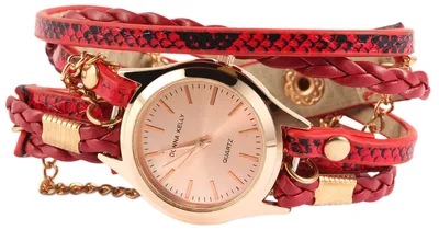Produktbild von Donna Kelly Damenuhr mit Kunstlederion-Wickelarmband