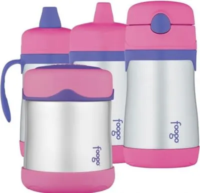 Produktbild von Babyflasche (Stufe 1, 2, 3) + Babyflasche für Brei, Thermosflasche 0,29 l – rosa