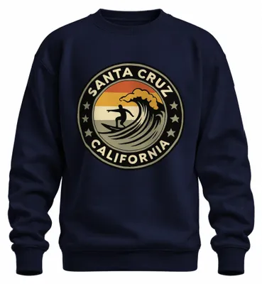 Produktbild von Santa Cruz California Surfer Welle Retro Strand Küste Sweatshirt Pullover, Navy, S