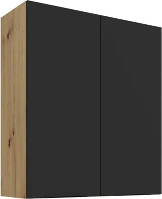 Obrázek produktu pro Vysoká horní skříňka LUNARA - šířka 80 cm, černá / dub artisan