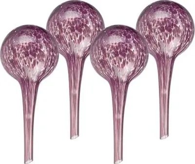 Produktbild von Relaxdays Bewässerungskugeln Glas, 4er Set, HxD 15 teiliges x 6 cm, Gießkugeln für Pflanzen, Bewässerungshelfer Urlaub, lila