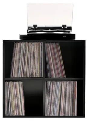 Produktbild von Aufbewahrungsschrank für Schallplatten und Bücher - 4 Fächer - schwarz