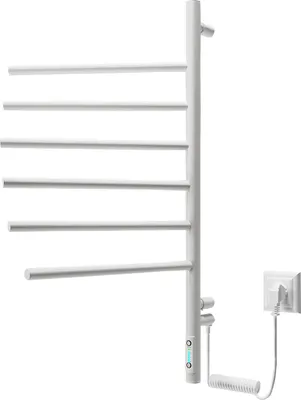 Produktbild von Elektrischer Badheizkörper 76x40 cm 180°С Handtuchtrockner mit 6 Klapparmen weiß Stahl timer 3h 78W