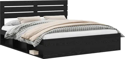 Obrázek produktu pro vidaXL Rám postele černý 200 x 200 cm z masivního borovicového dřeva