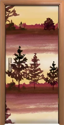 Produktbild von Türposter 90x200 cm Türaufkleber Türtapete Türfolie Klebefolie Muster mit Wald Aquarell Landschaft