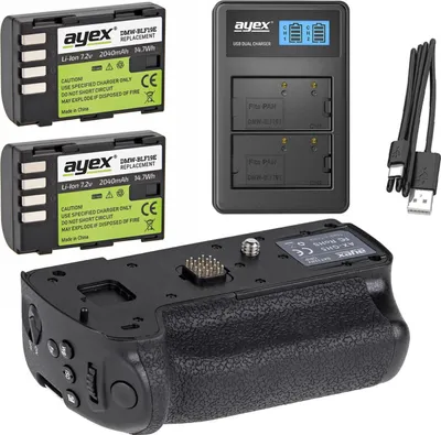 Produktbild von Batteriegriff Set für Panasonic Lumix GH5 + 2x BLF19E Akku + USB Dual Ladegerät