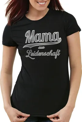 Produktbild von style3 Mama aus Leidenschaft Damen T-Shirt Spruch Shirt Mutter Mami Muttertag, Farbe:Schwarz, Größe:M