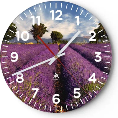 Produktbild von Wanduhr - Rund - Glasuhr - Landschaft Wiese Pflanzen - 40x40cm - Schleichendes Uhrwerk - Lautlos - zum Aufhängen bereit - Dekoration Modern - Wanddekoration aus Glas - C4AR40x40-0128