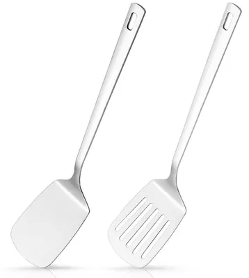 Zdjęcie produktu dla Zestaw szpatułek ze stali nierdzewnej, łopatki do smażenia, metal, 35 cm, nadaje się do mycia w zmywarce