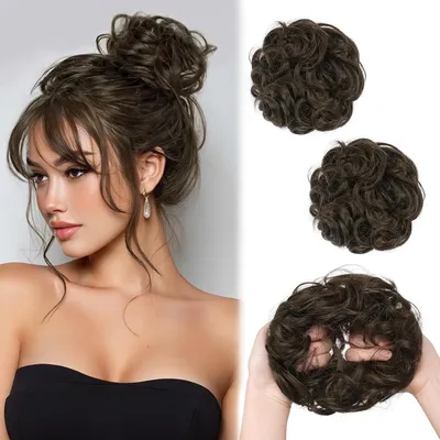 Imagen del producto de Postizo con goma elástica, 9,5 cm, paquete de 2 unidades, ideal para cabello fino