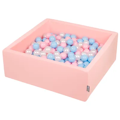 Obrázok produktu pre KiddyMoon 90x30cm/300 loptičiek ∅ 7cm Detské penové loptičky  vyrobené v EÚ, Ružová: Baby Modrá/Ružová/Perleťová/Priehľadná