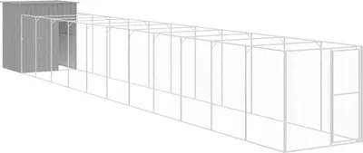 Obrázok produktu pre vidaXL Domček pre psa s výbehom Svetlo šedá 165x1271x181cm Pozinkovaná oceľ