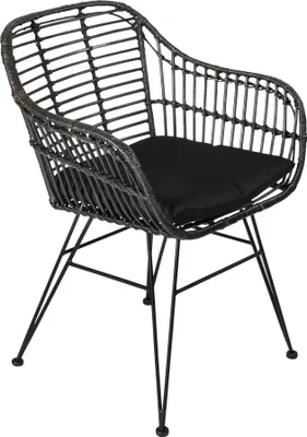 Produktbild von Esszimmerstuhl Armlehnenstuhl Rattan Farbe anthrazit inkl. Kissen ANTALYA