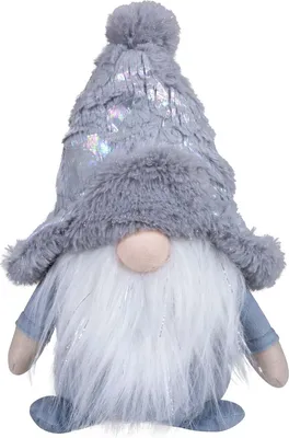 Produktbild von Weihnachten Deko Wichtel Figur 25cm sitzend Gnom blau-grau
