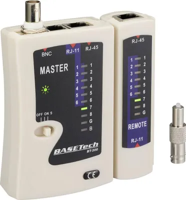 Produktbild von Kabeltester BT-200 Basetech BT-200 Geeignet für RJ-45, RJ-11, BNC