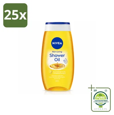 Imagen del producto de 25 unidades de NIVEA Natural, aceite de ducha - 200 ml - Paquete grande - 25 piezas