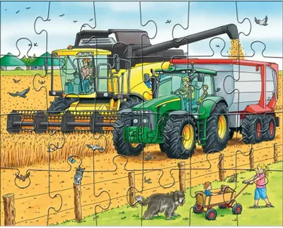 Immagine prodotto di Puzzle Tractor & Co. 3 motivi, 24 pezzi ciascuno