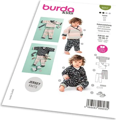 Productafbeelding van Burda patroon 9257 - Wikkelshirt, joggingbroek, hoofdband en babysokken