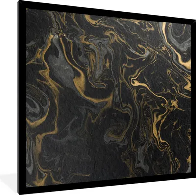 Produktbild von MuchoWow® Gerahmtes Poster Marmor - Textur - Grau - Gold - Marmoroptik - Luxus 40x40 cm - Poster mit Schwarzem Bilderrahmen Wandposter Rahmen Foto Bilder - Mit Rahmen - Wanddekoration Schlafzimmer