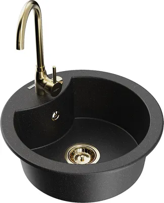 Produktbild von Mexen Diego 1-Becken-Granit-Spüle mit Mischbatterie Telma, Schwarz/Silber - 6512-73-670200-50