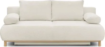 Image de Banquette Convertible 3 Places, Tissu Bouclette Beige, Coffre de Rangement, 192 x 84 x 93 cm