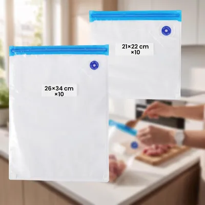 Sous-Vide-Beutel-Set, 20 Stück, BPA-frei, 2 Größen, wiederverwendbar