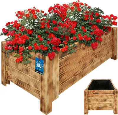 Obrázek produktu pro KOTARBAU® Dřevěný truhlík na květiny pro venkovní použití Truhlík na květiny dlouhý 79 cm široký 39 cm Dřevěný truhlík na květiny pro terasu a balkon Truhlík na květiny dřevěný vzhled rustikální truhlík na bylinky