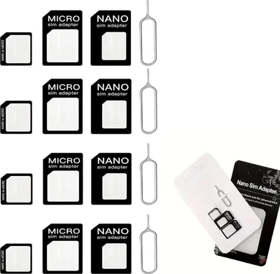 Produktbild von 4 Stück 4-in-1 Nano-SIM-Kartenhalter, SIM-Kartenadapter, SIM-Adapter, eSIM-Adapter, SIM-Kartenadapter, SIM-Auswurfstift, kompatibel mit Smartphone