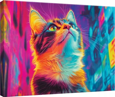 Obrázek produktu pro Obrazy na plátně Nástěnné umění 120x80 cm XXL Moderní plátno Obrazy na plátně Kočka Pop Art Abstraktní