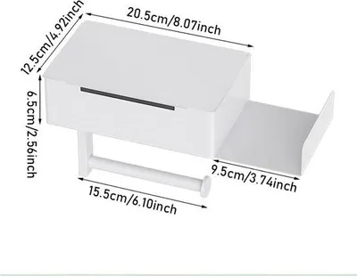 Produktbild von Toilettenpapierhalter aus Edelstahl, selbstklebend oder zum Anbohren, Toilettenpapierhalter für Toilette, Badezimmer, Küche (weiß, Ausführung B)