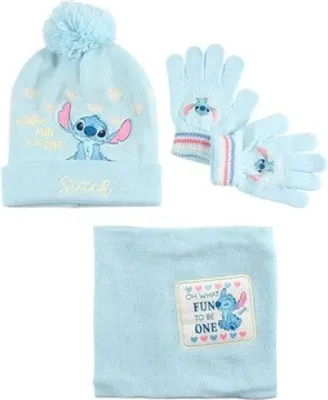 Produktbild von Disney Stitch Herbst 3tlg Set Wintermütze Snood Handschuhe Gr. 54/56