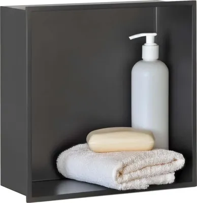 Produktbild von DALSYS Wandnische Edelstahl 30x30x12cm wandbündige Nische – moderne Duschnische, Keine Fliesen Erforderlich, wasserdicht für Dusche, Badezimmer, Wohnzimmer, Küche, schwarz