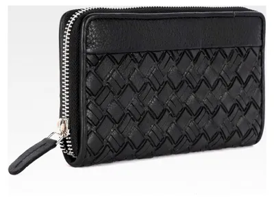 Produktbild von Damen Geldbörse aus echtem Leder mit RFID-Schutz und vielen Kartenfächern - Vintage Portemonnaie (Schwarz)