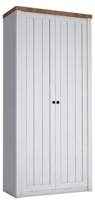 Produktbild von Schrank Léandre mit 2 Türen, Weiß und Holzoptik, 198.1cm