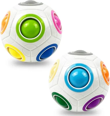Produktbild von 2 Stück Original-Regenbogenball Set,Magic Rainbow Ball,Geschicklichkeitsspiel für Kinder und Erwachsene,Entwicklungsspielzeug für Mädchen & Jungen,3D Puzzle & Raumdenken fördern-Weiß