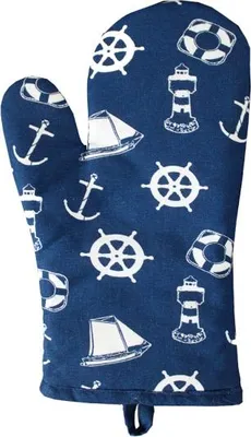 Produktbild von Ofenhandschuh BLAU 1 Stück Maritim Anker Steuerrad Rettungsring Leuchtturm Topflappen