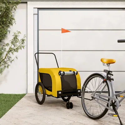 Produktbild von （Robust Möbel）Robuste Fahrradanhänger - modernes Design - Transportanhänger - Hunde Gelb und Schwarz Oxford-Gewebe & Eisen NEU446098 - Fahrradanhänger