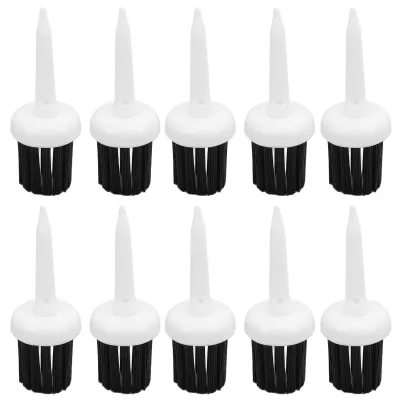 Produktbild von 10 Stück Golf-Tees, Bürstentyp, geringer Widerstand, mehr Distanz, gleichmäßige Höhe, Kunststoff für das Fahrertraining, weißer Griff, schwarzes Haar