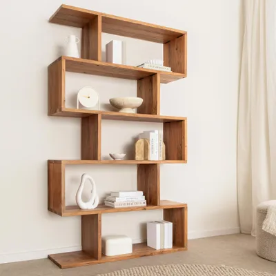 Produktbild von riess-ambiente Massives Regal Snake 180cm natur braun Akazienholz Bücherregal mit fünf Böden
