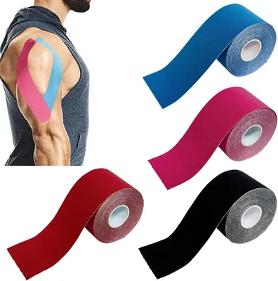 Imagen del producto de Kit de cinta kinesiológica, 5 cm x 5 m, 4 rollos, para soporte muscular en deportes