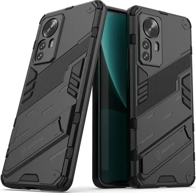 Produktbild von Armor Hülle für Xiaomi 12 Pro, Hybrid PC TPU Bumper Stoßfestes Schutzhülle mit Standfunktion Schwarz