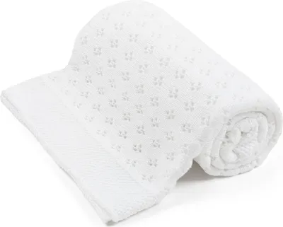 Zdjęcie produktu dla Kocyk dziecięcy Bellochi - 100% bambus - miękki - 100x80 cm - koronka - bianchi