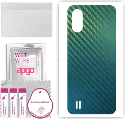 Produktbild von apgo Rückseite Schutzfolie, Skin, kompatibel mit ZTE Blade A33s, Hinten Displayschutzfolie aus Vinylfolie, kratzfest, einfache Montage - Kohlenstoff-Chamäleon CAKA1